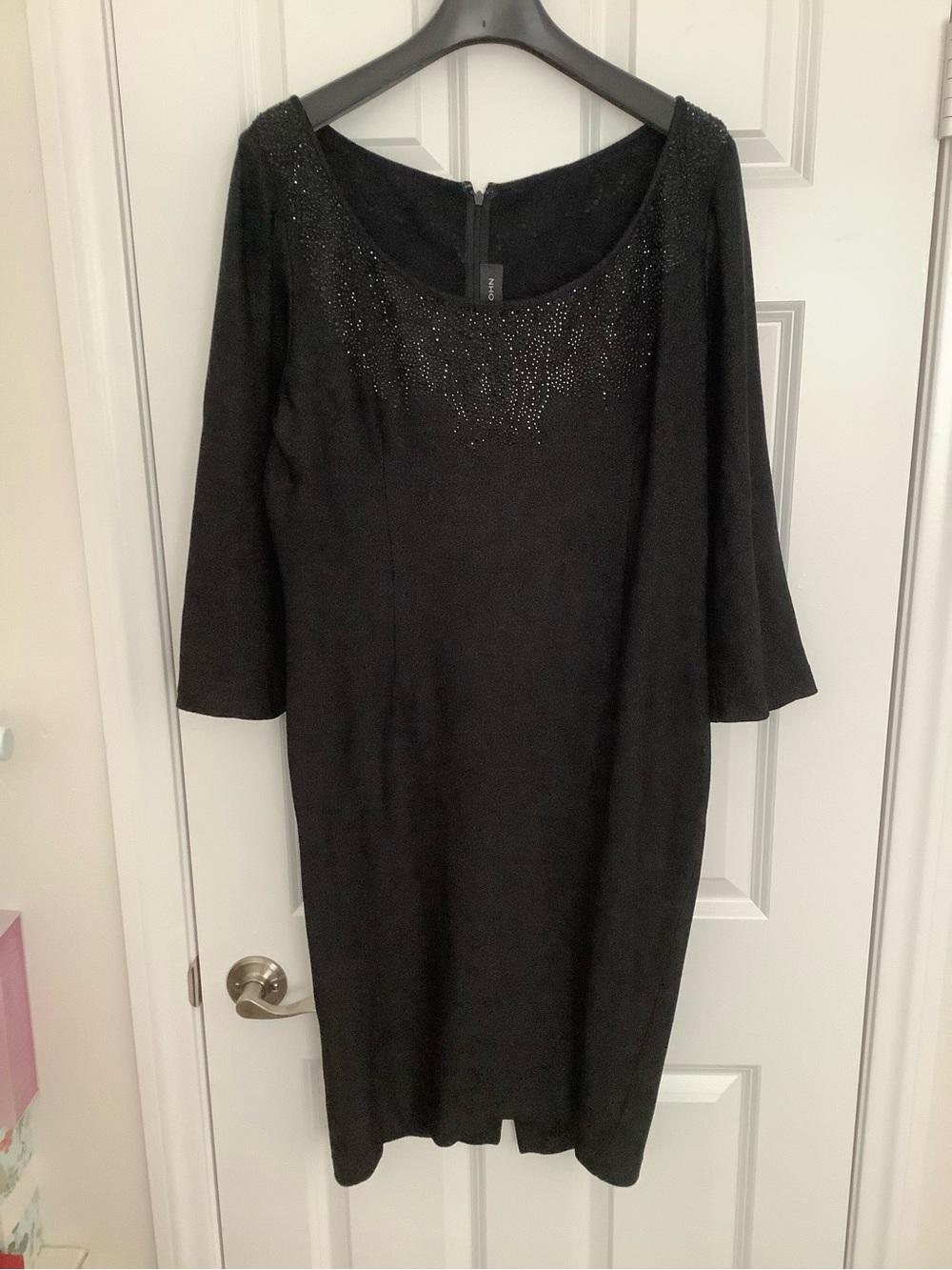 St. John Classic Black Dress with Subtle Cristal Detail